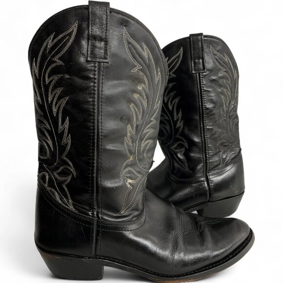Laredo Black Leather Western Cowboy Cowgirl Boots Women's 10 M - Picture 1 of 10